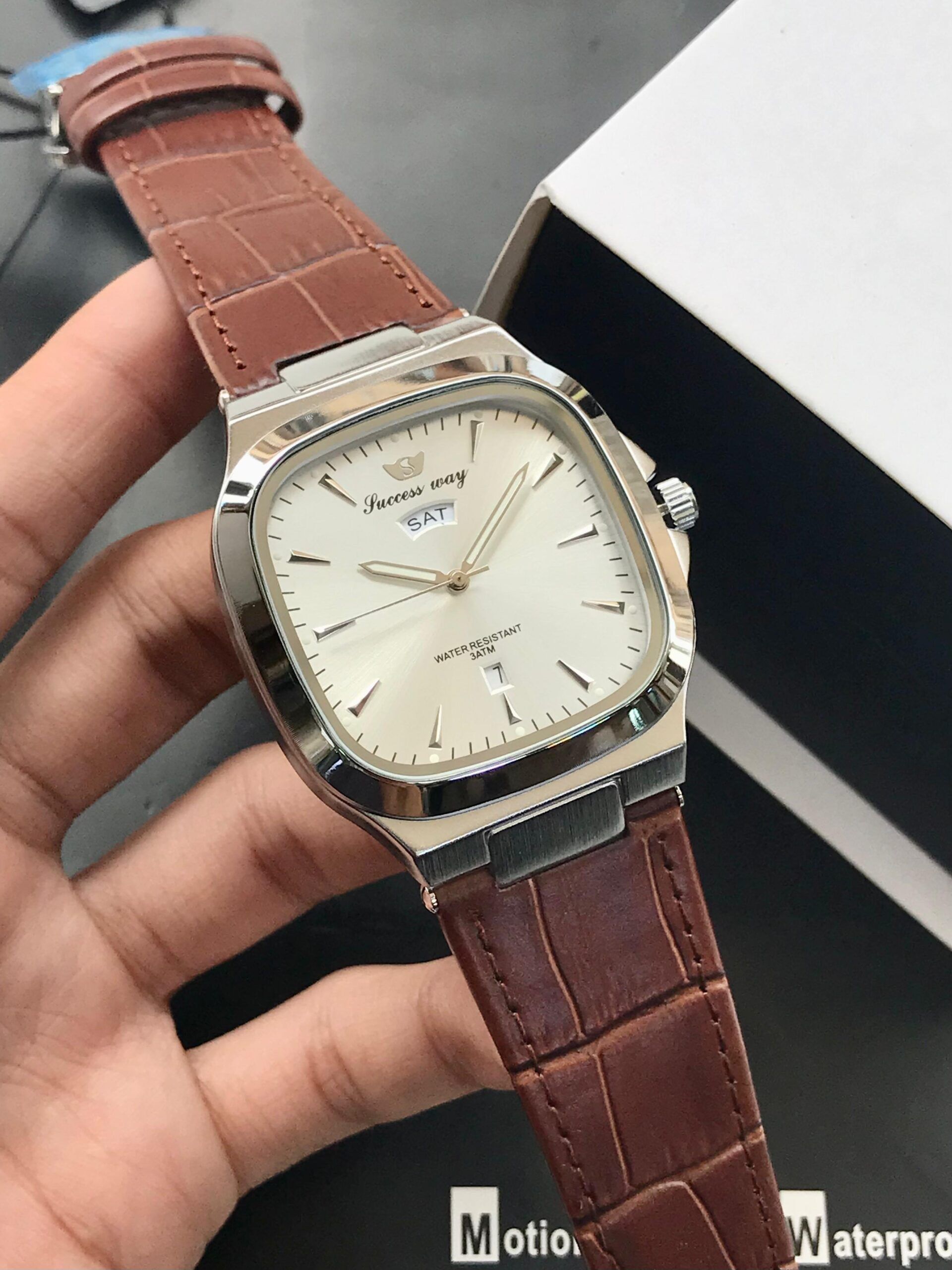 SUCCESS WAY Original Watch for Men – Premium Square Dial Leather Watch in Pakistan