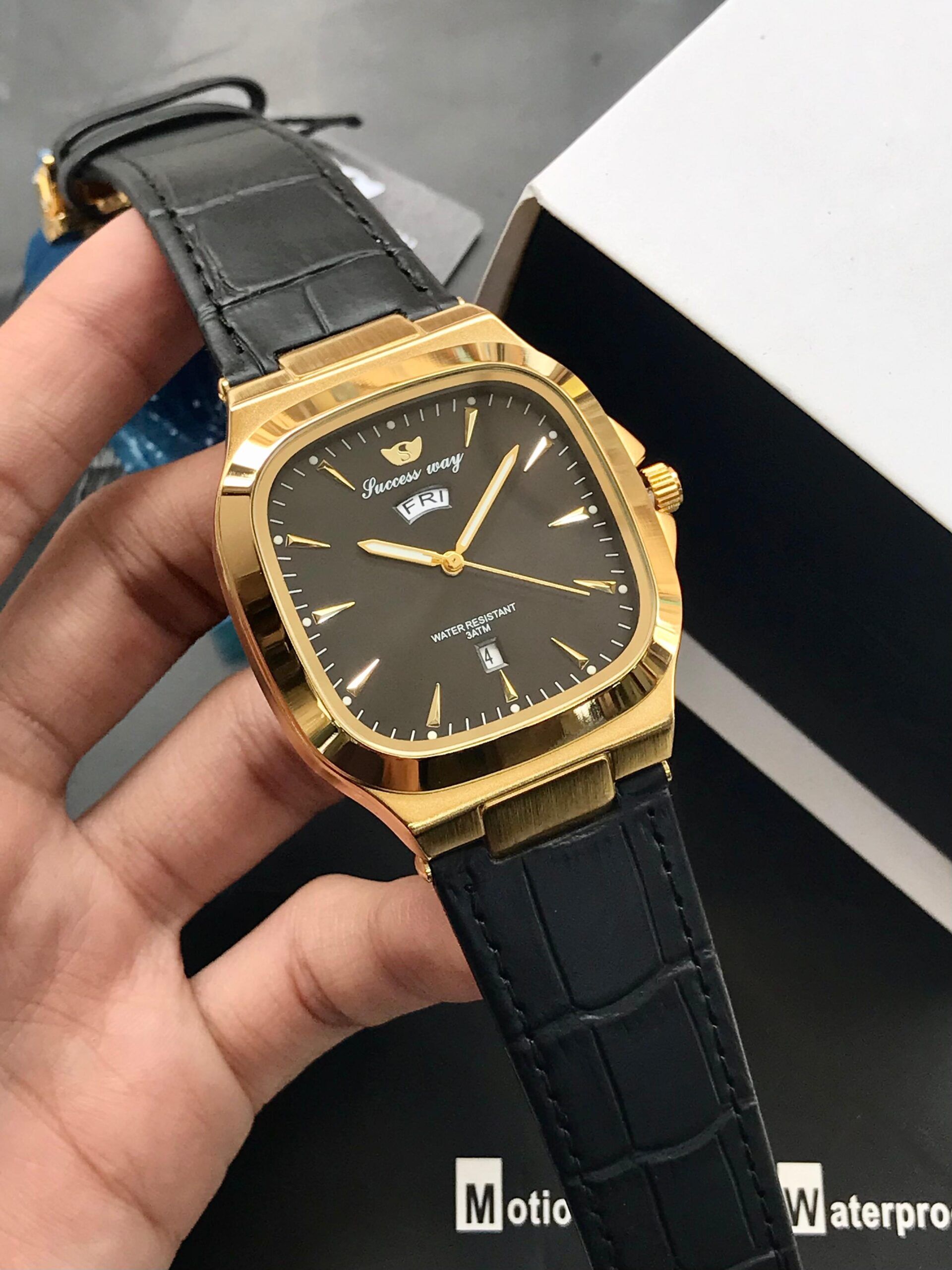 SUCCESS WAY Original Watch for Men – Premium Square Dial Leather Watch in Pakistan
