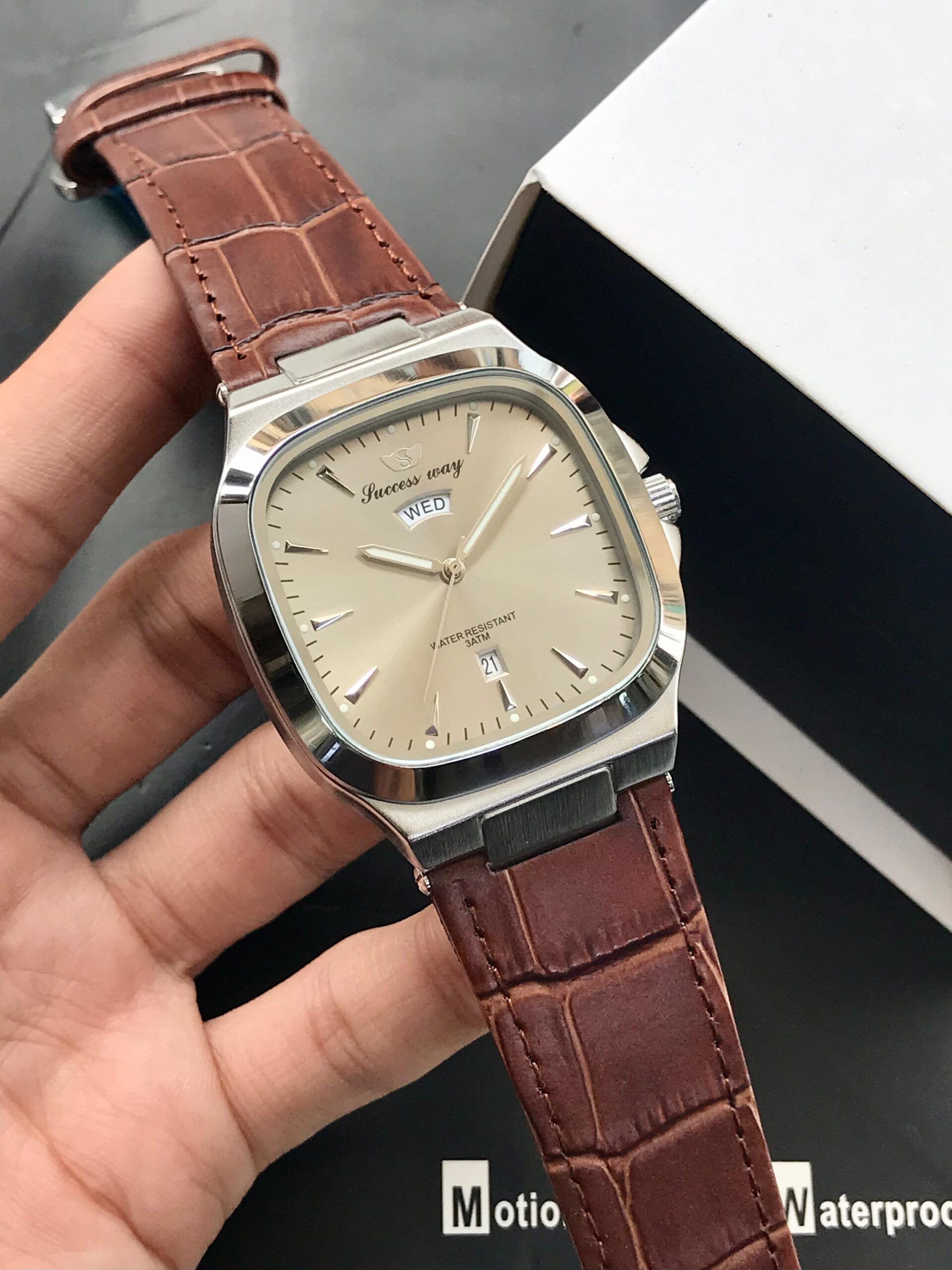 SUCCESS WAY Original Watch for Men – Premium Square Dial Leather Watch in Pakistan