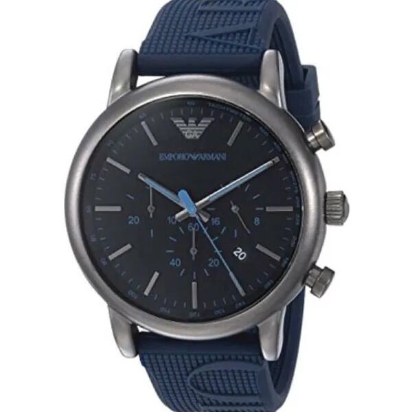 Buy Original Emporio Armani AR11023 Luigi watch in Pakistan with black dial & blue rubber strap. Premium luxury men watch with discounted price.