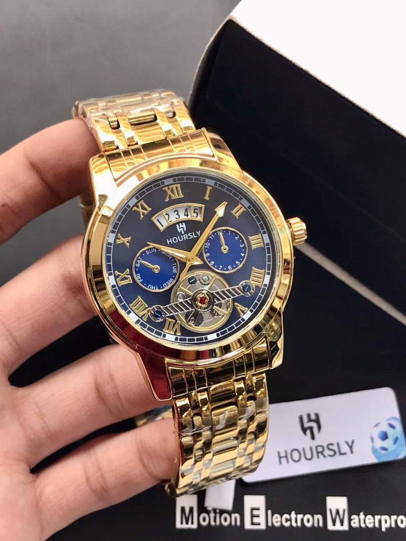 HOURSLY Original Skeleton Watch for Men in Pakistan – Premium Heavy-Weight Stainless Steel Watch with Date Function – Advance Payment Only