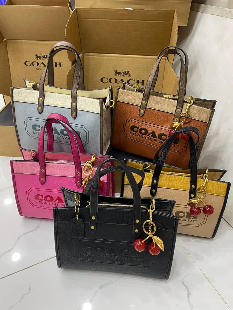 COACH Caviar Shoulder Bag with Cherry