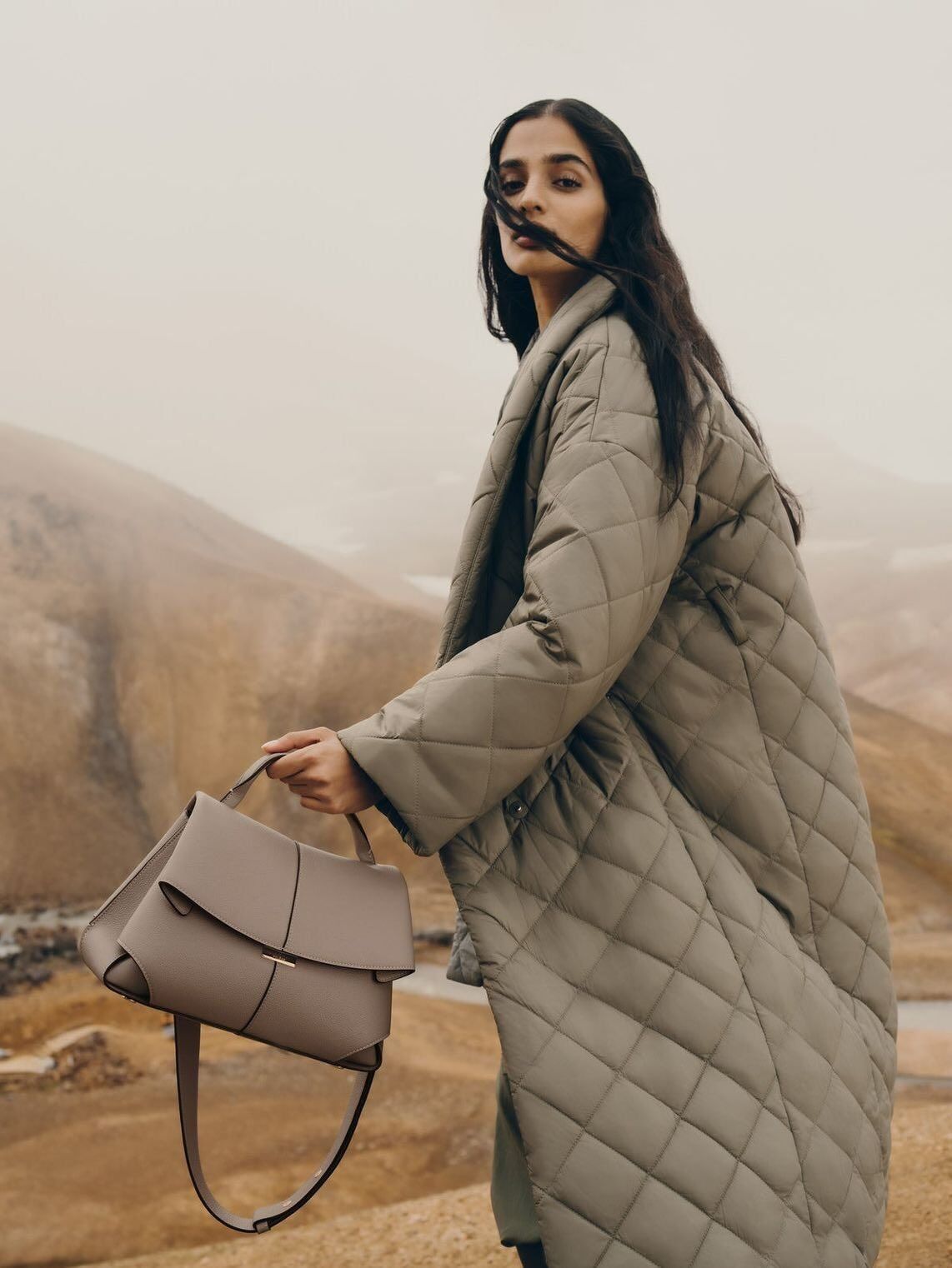 POLENE Mokki Textured Taupe Handbag Pakistan