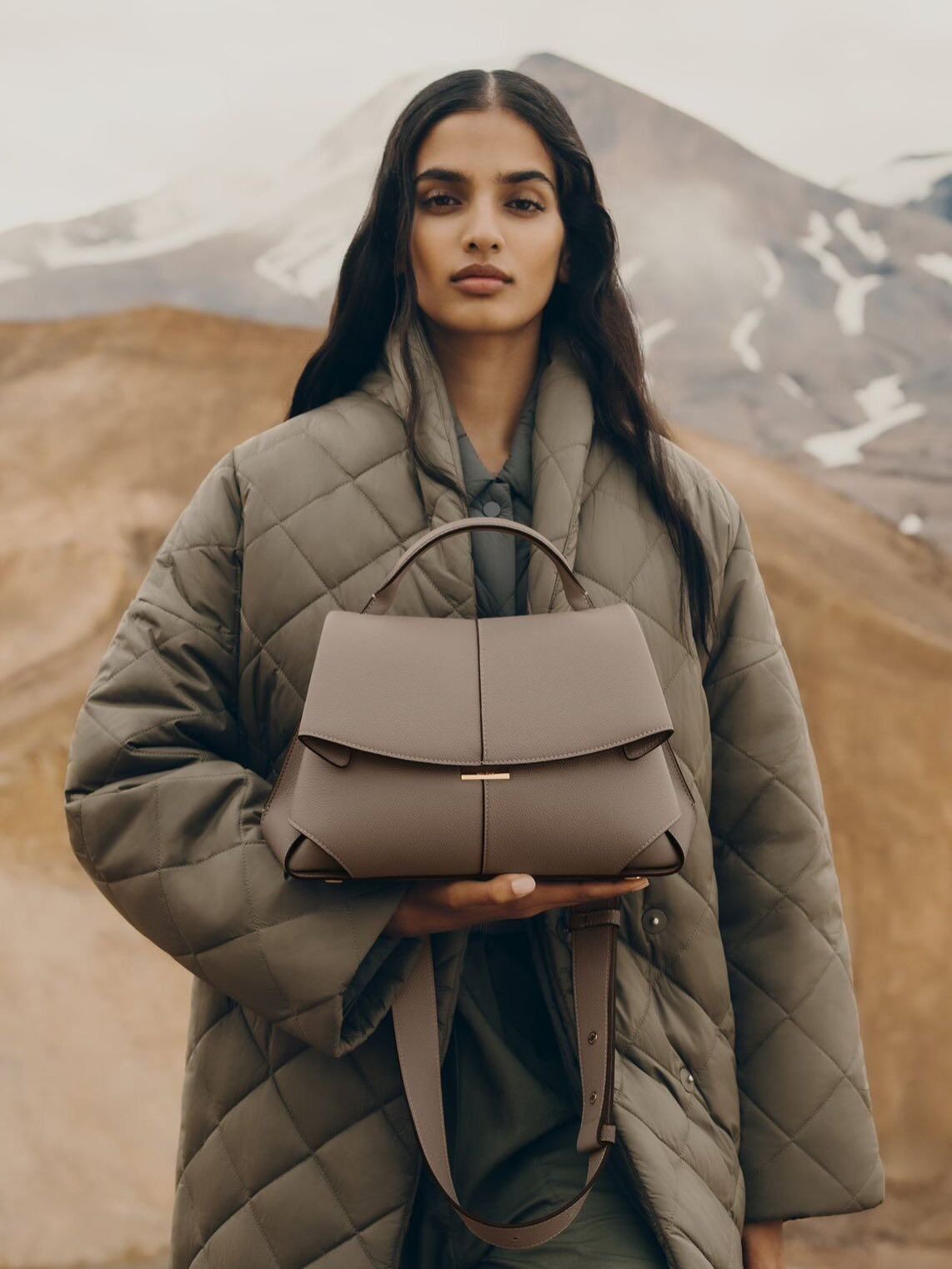 POLENE Mokki Textured Taupe Handbag Pakistan