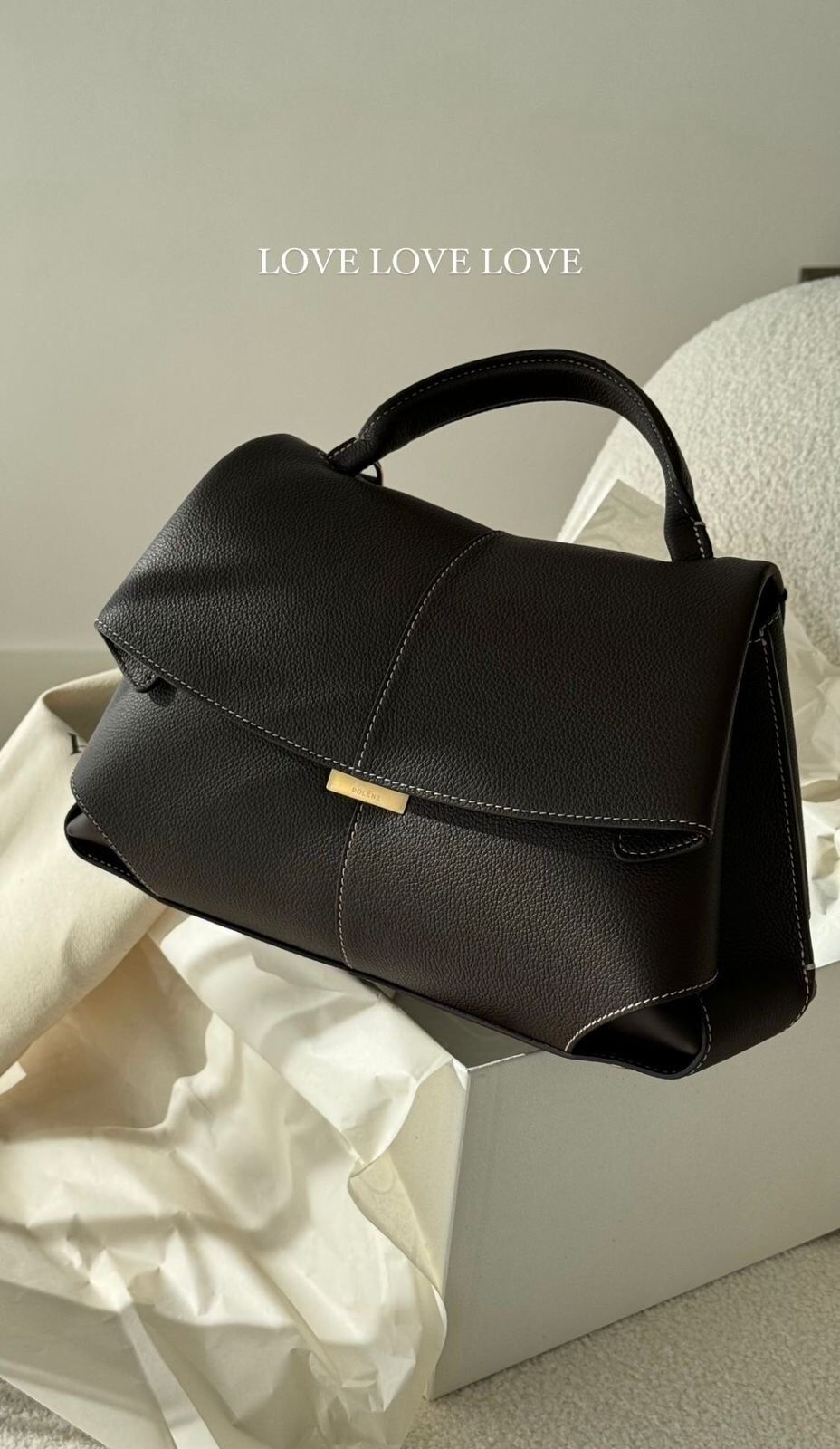POLENE Mokki Textured Taupe Handbag Pakistan