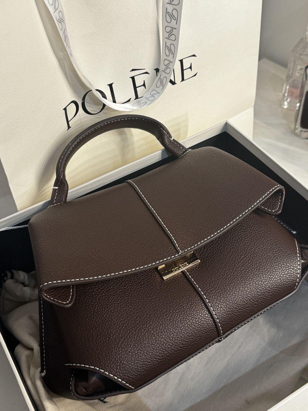 POLENE Mokki Textured Taupe Handbag Pakistan