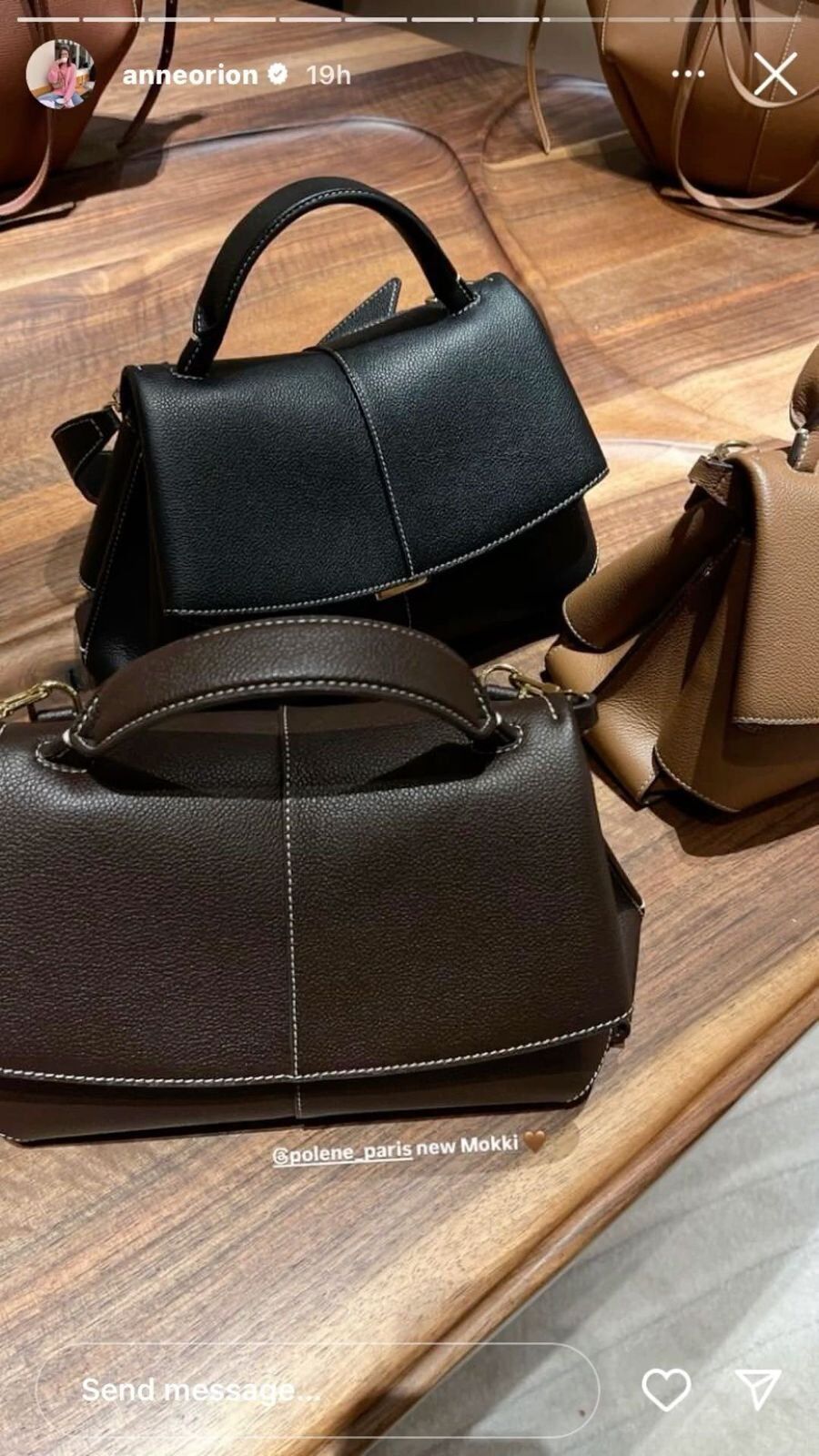 POLENE Mokki Textured Taupe Handbag Pakistan