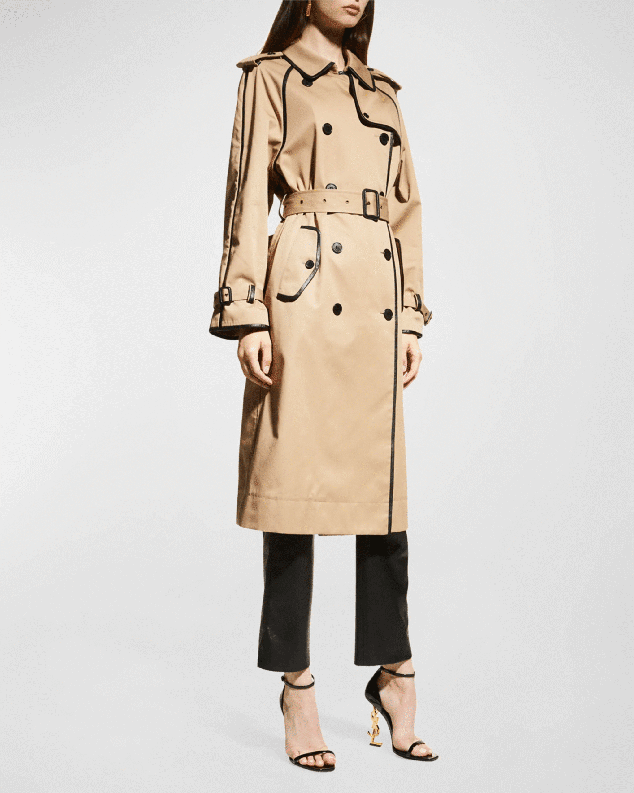 YSL Logo-Heel Sandals in gold hardware