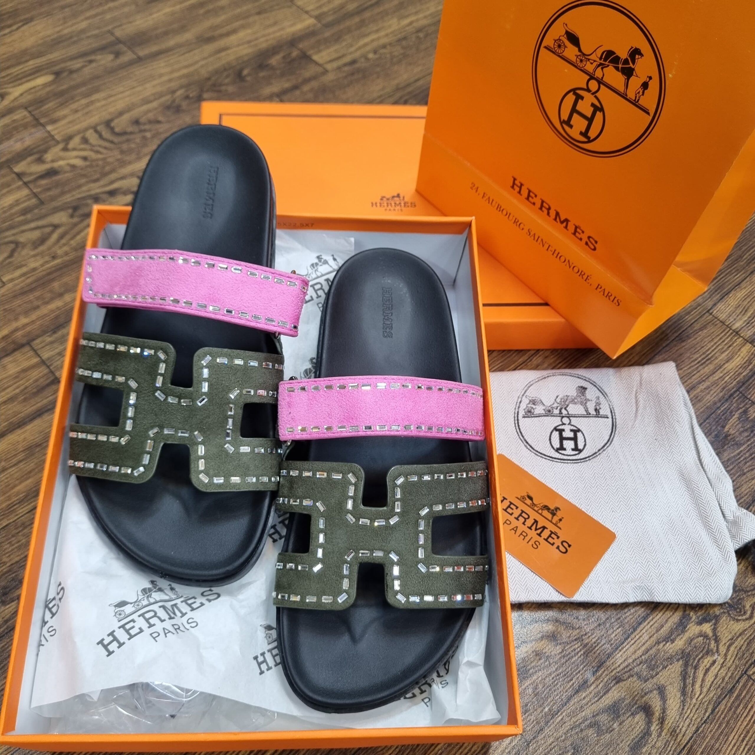 Hermès Chypre Stone Embellished Sandals – Glamour in Every Step