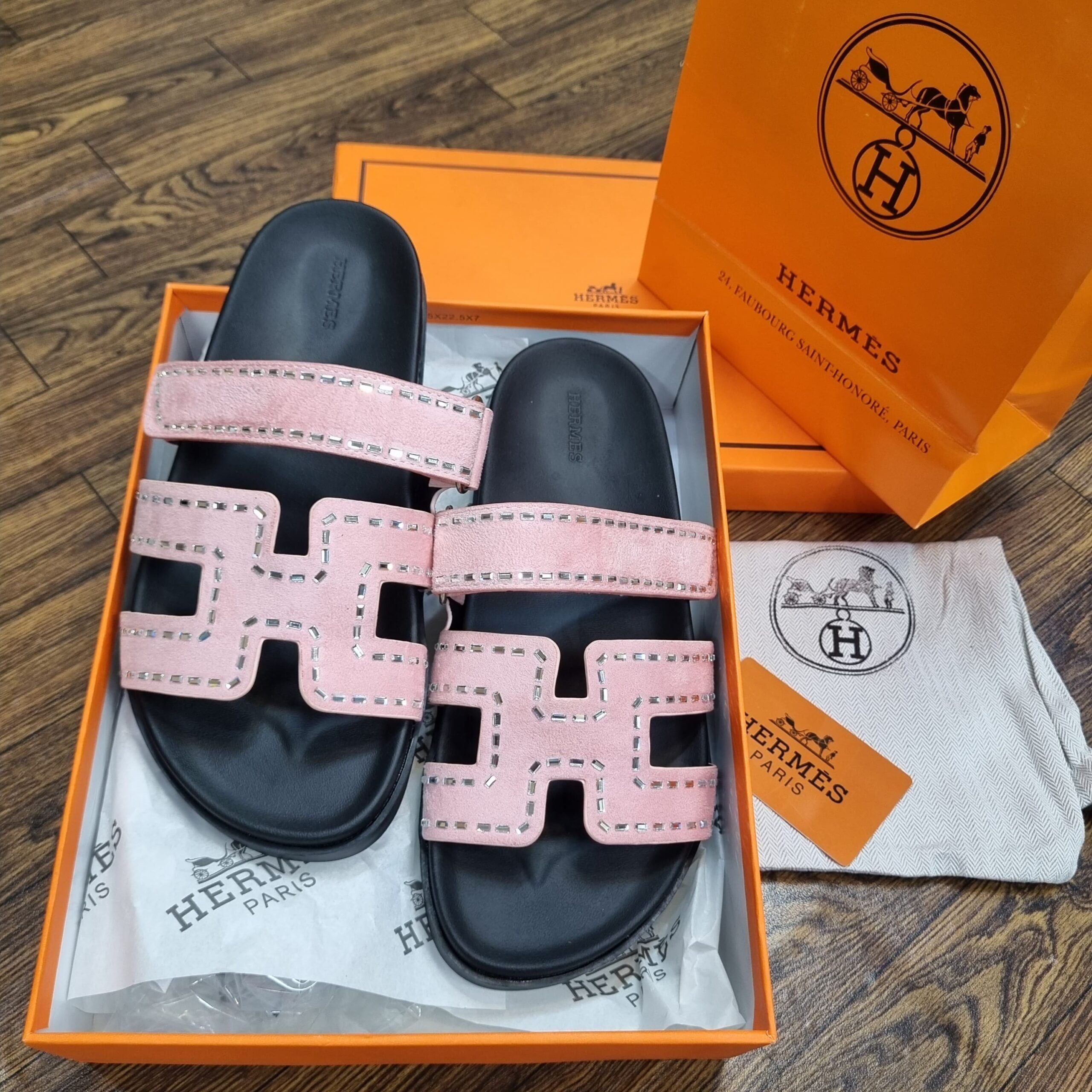 Hermès Chypre Stone Embellished Sandals – Glamour in Every Step