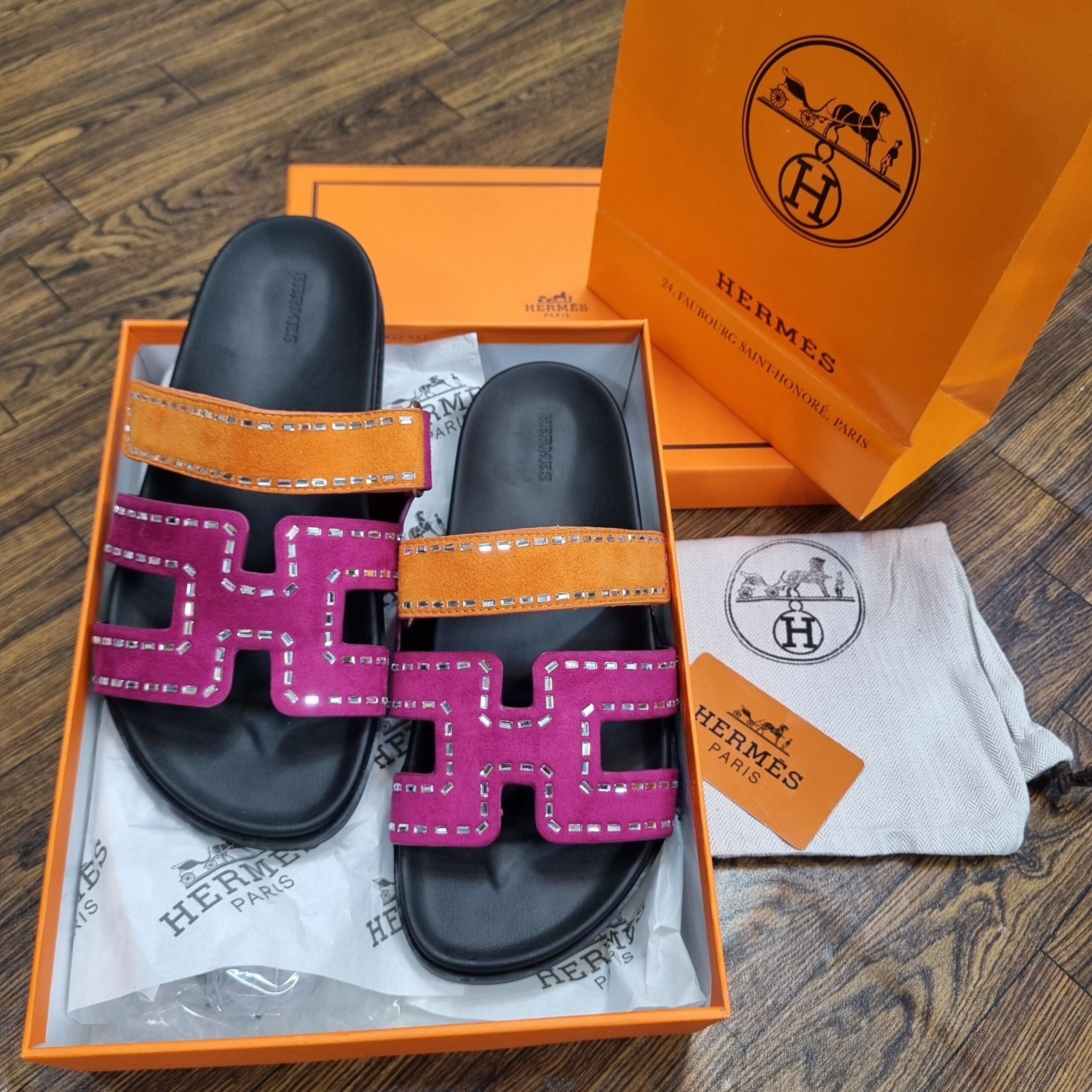 Hermès Chypre Stone Embellished Sandals – Glamour in Every Step