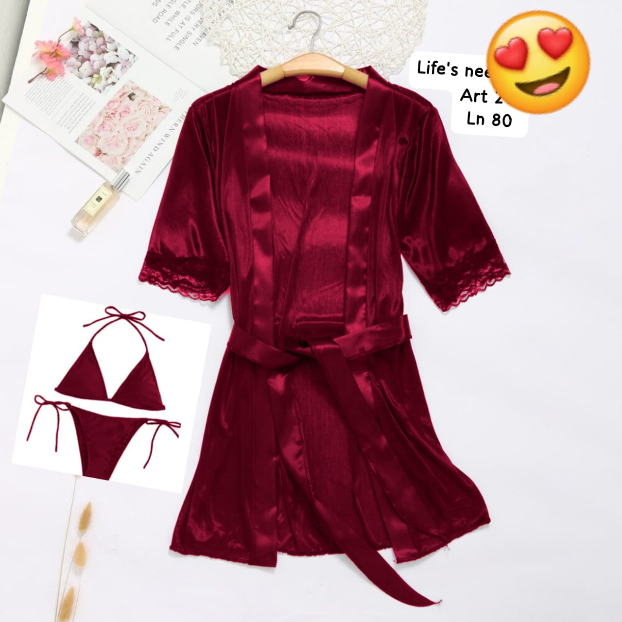 Luxury 3-Piece Silk Nighty Set | Soft China Silk Sleepwear for Women