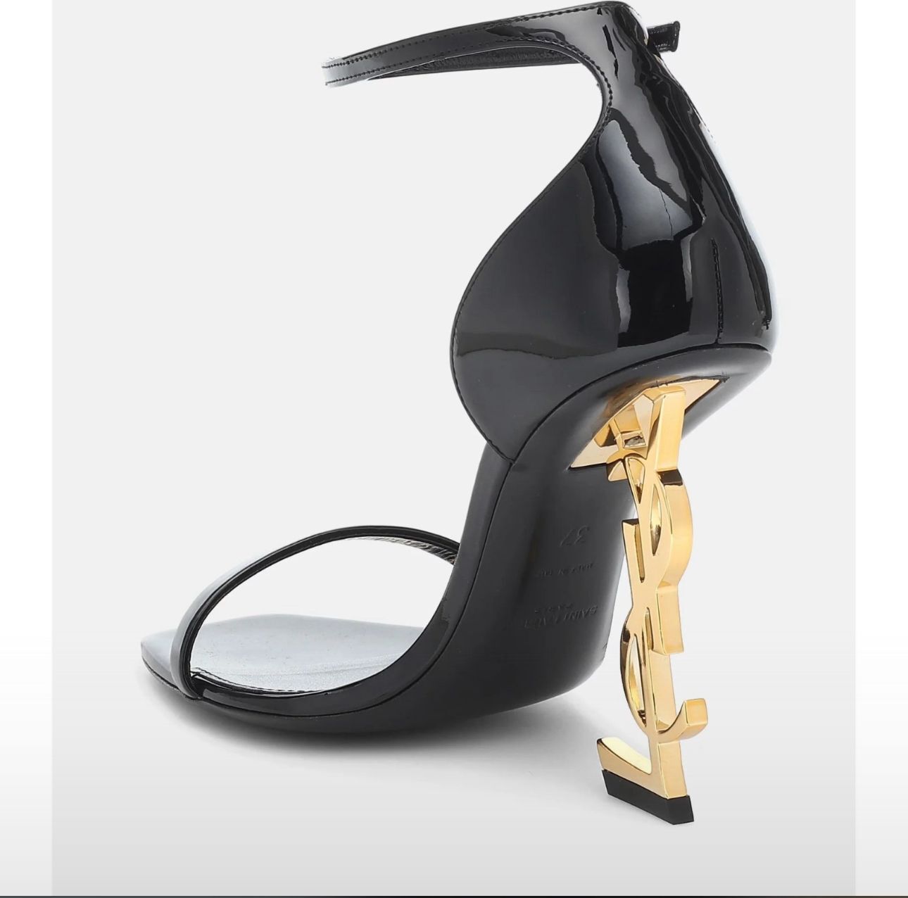 YSL Logo-Heel Sandals in gold hardware