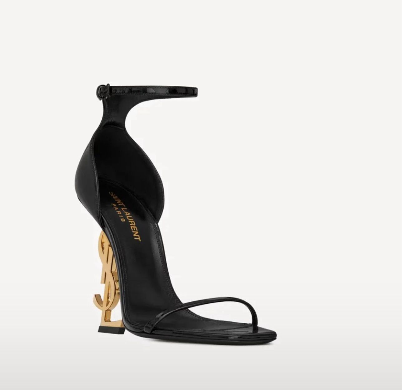 YSL Logo-Heel Sandals in gold hardware