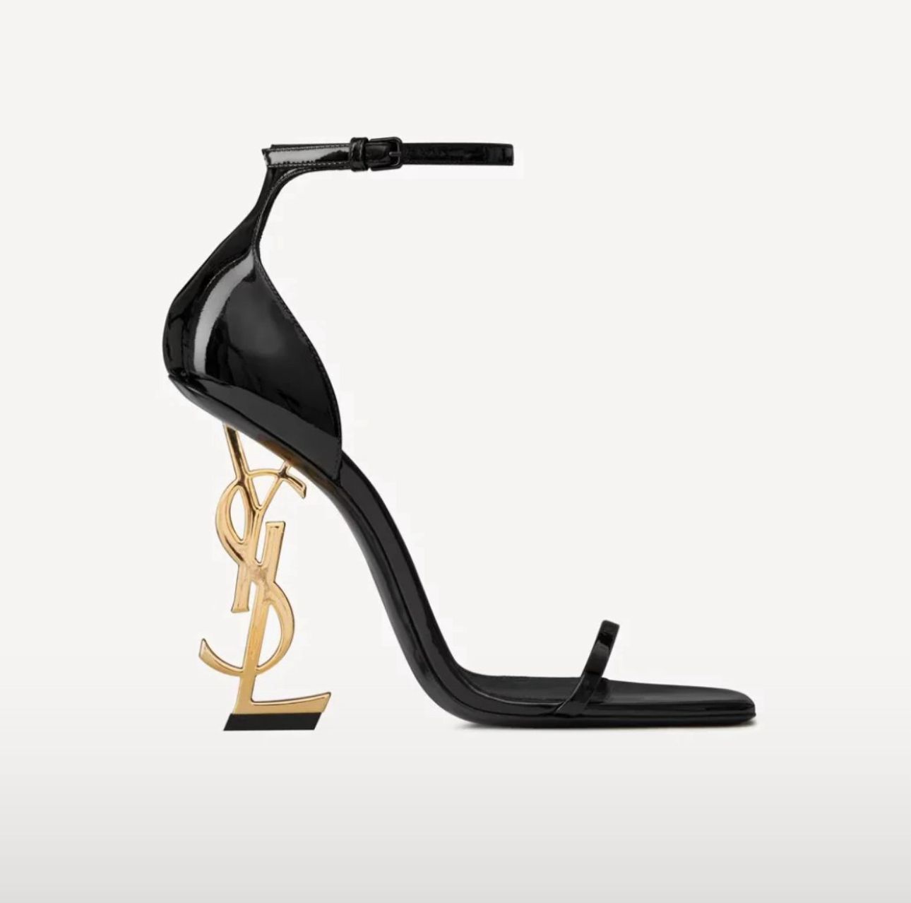 YSL Logo-Heel Sandals in gold hardware