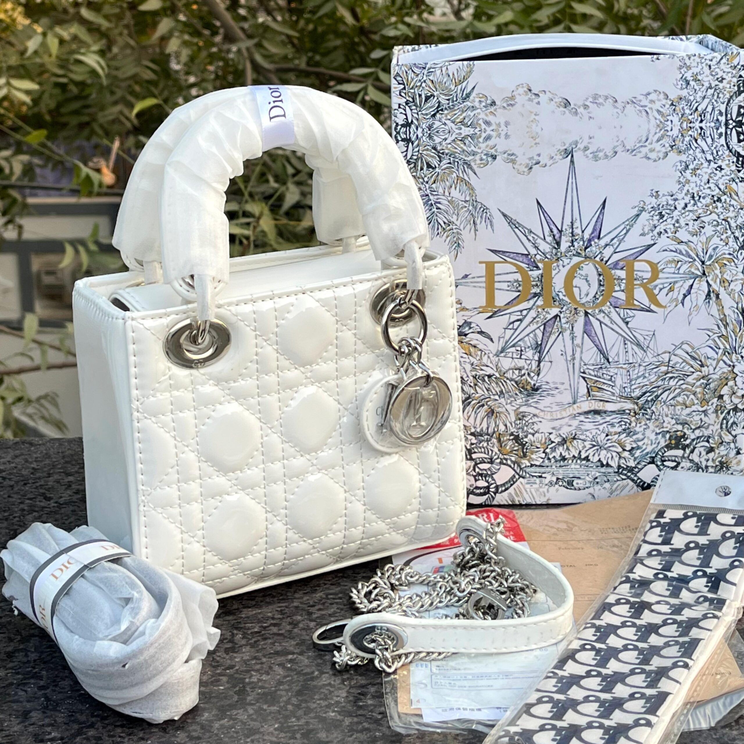 Christian Dior Mini Lady Dior black patent