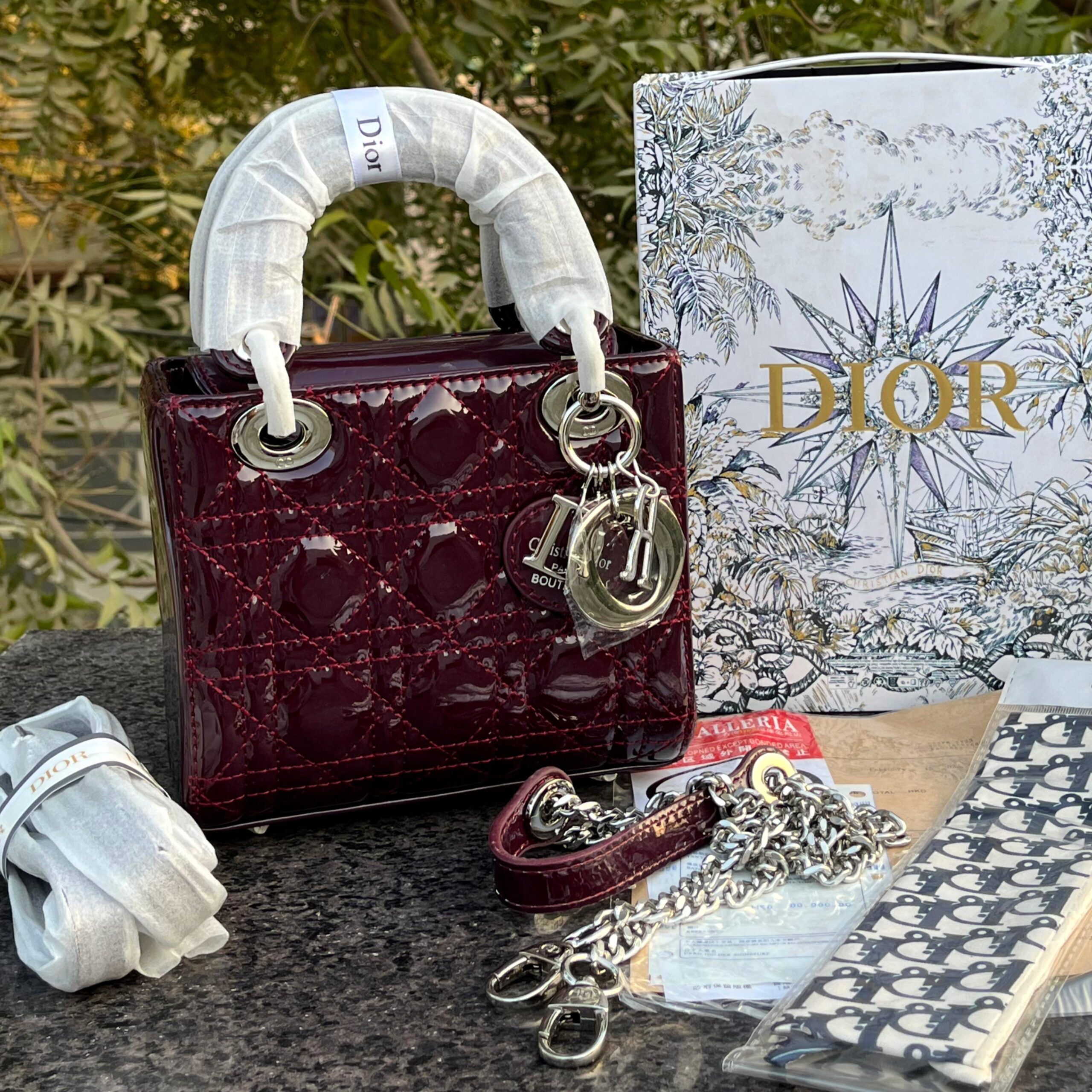 Christian Dior Mini Lady Dior black patent