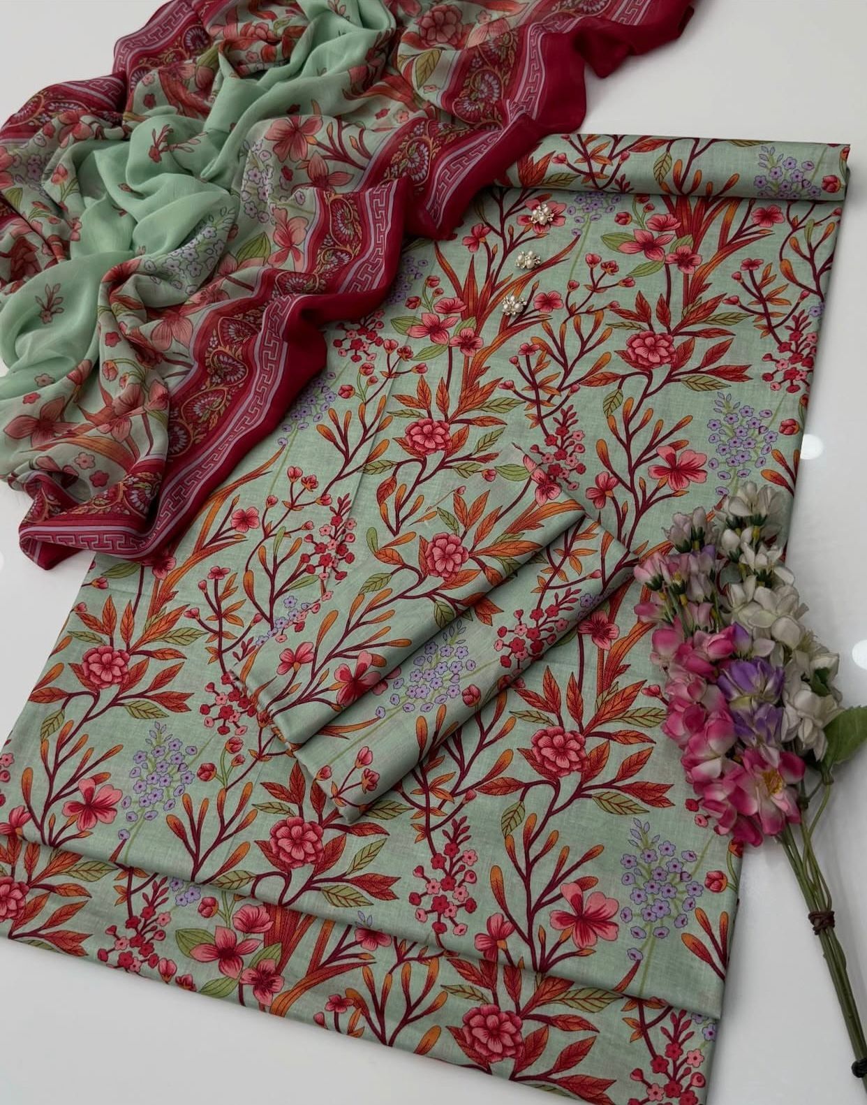 designer lawn suits premium swiss lawn usa chiffon dupatta