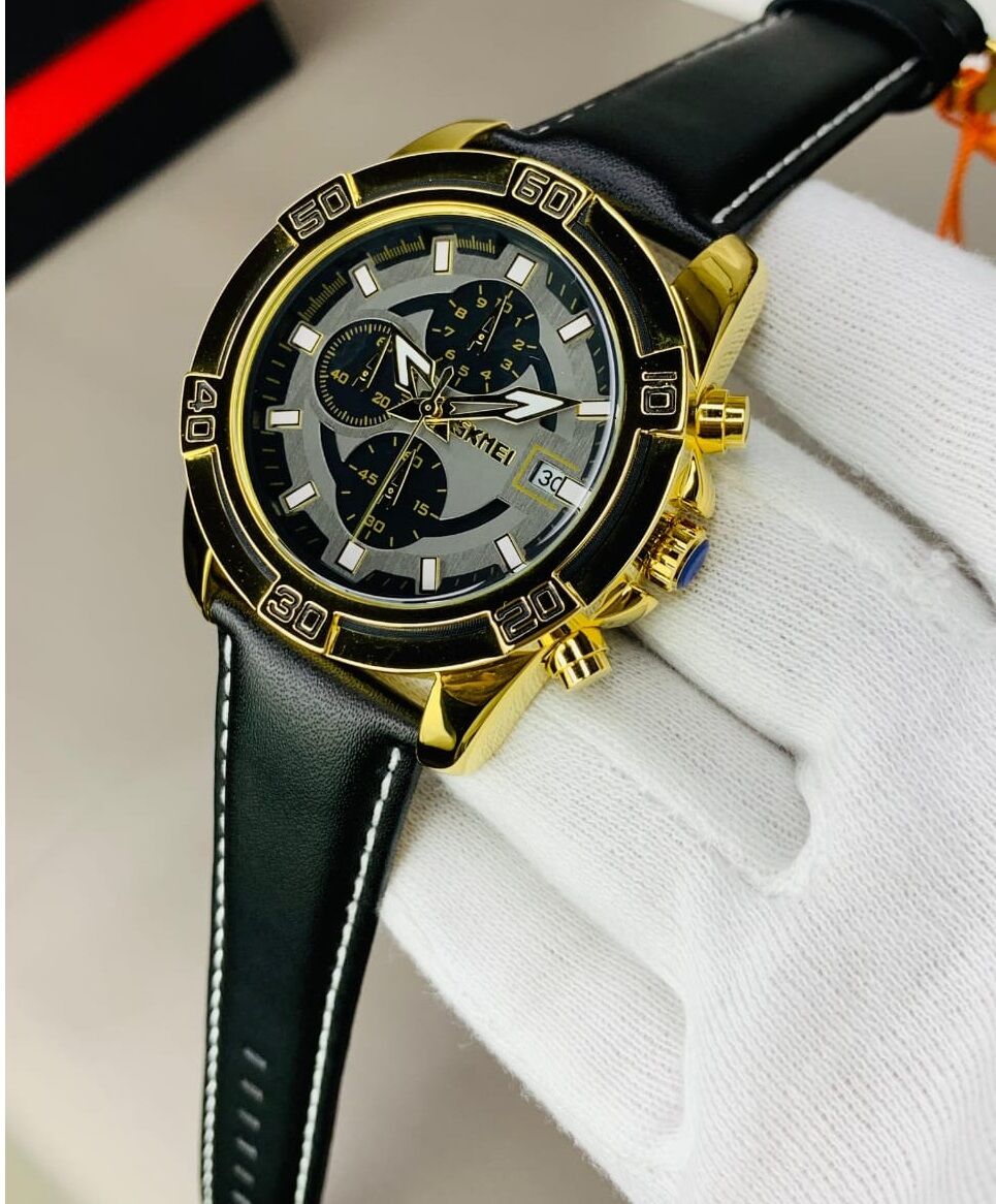 SKEMI Bold ORIGINAL WATCH with leather straps and dual time functionality, available in Karachi, Pakistan