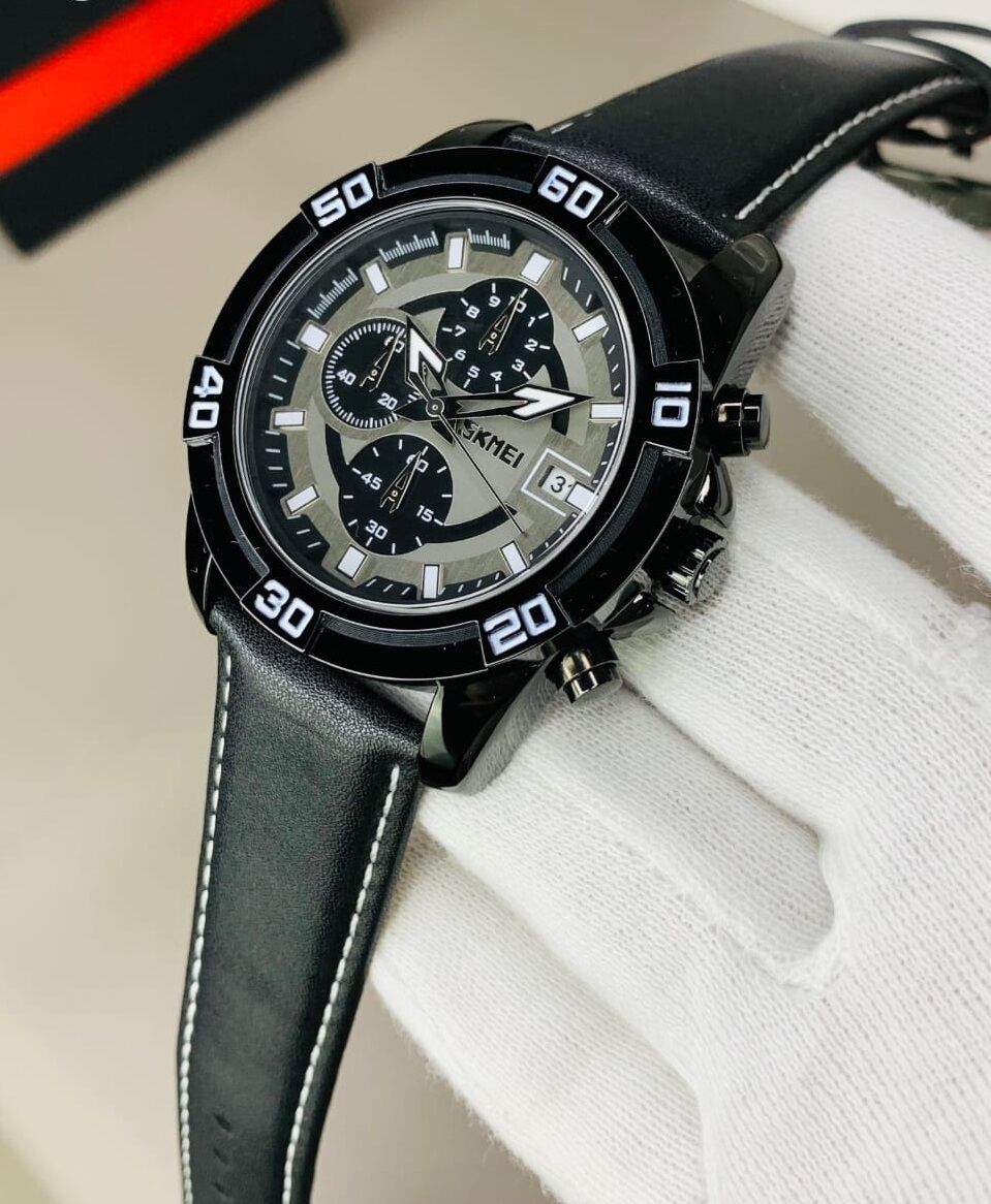 SKEMI Bold ORIGINAL WATCH with leather straps and dual time functionality, available in Karachi, Pakistan