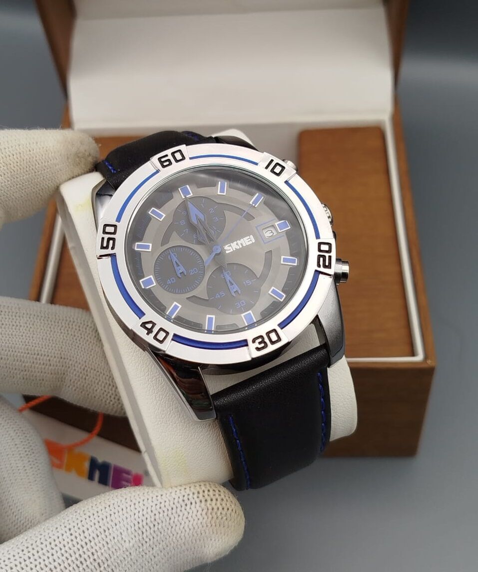 SKEMI Bold ORIGINAL WATCH with leather straps and dual time functionality, available in Karachi, Pakistan