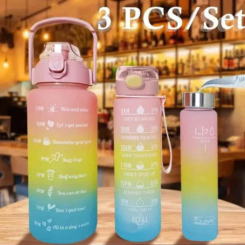 3-in-1 themed motivational water bottles