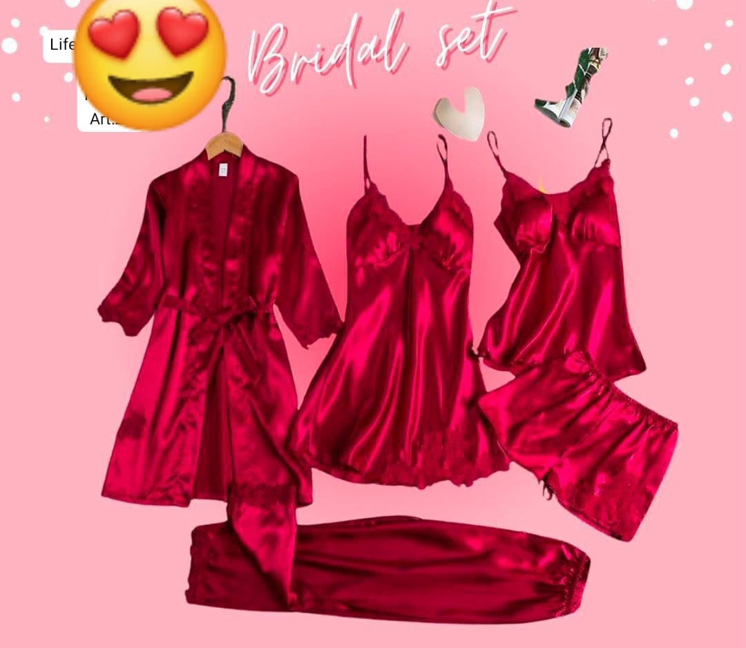 5-Piece Bridal Nighty Set made from imported Lycra Silk Jersey