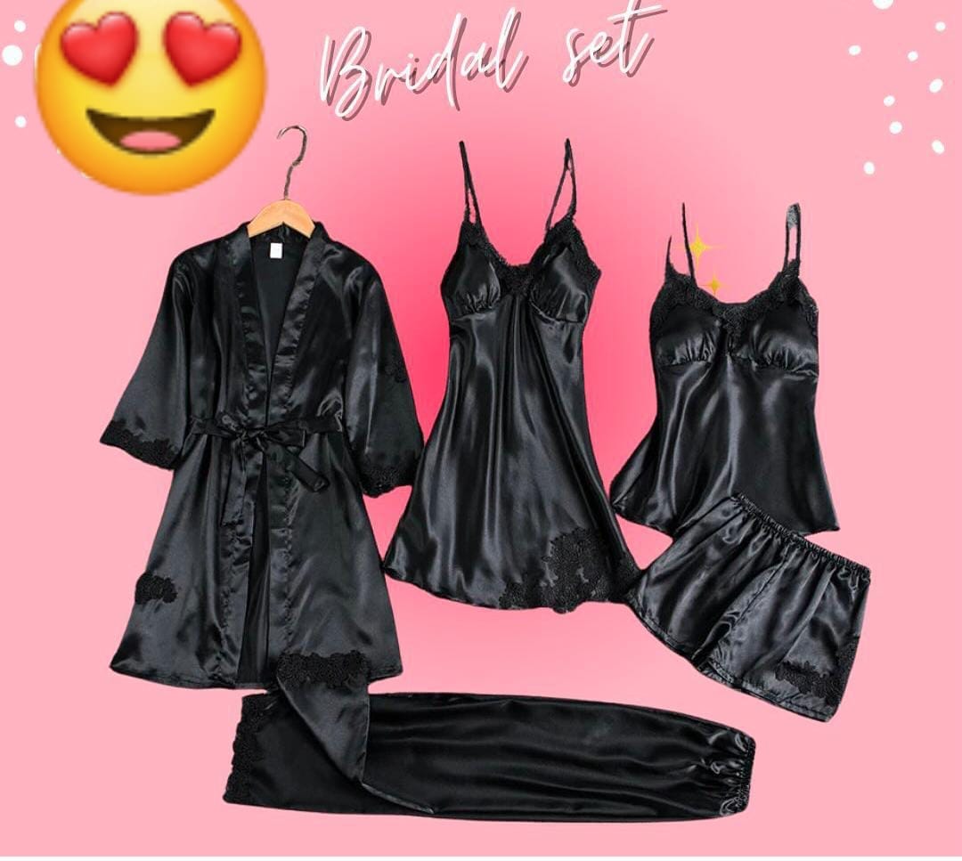 5-Piece Bridal Nighty Set made from imported Lycra Silk Jersey