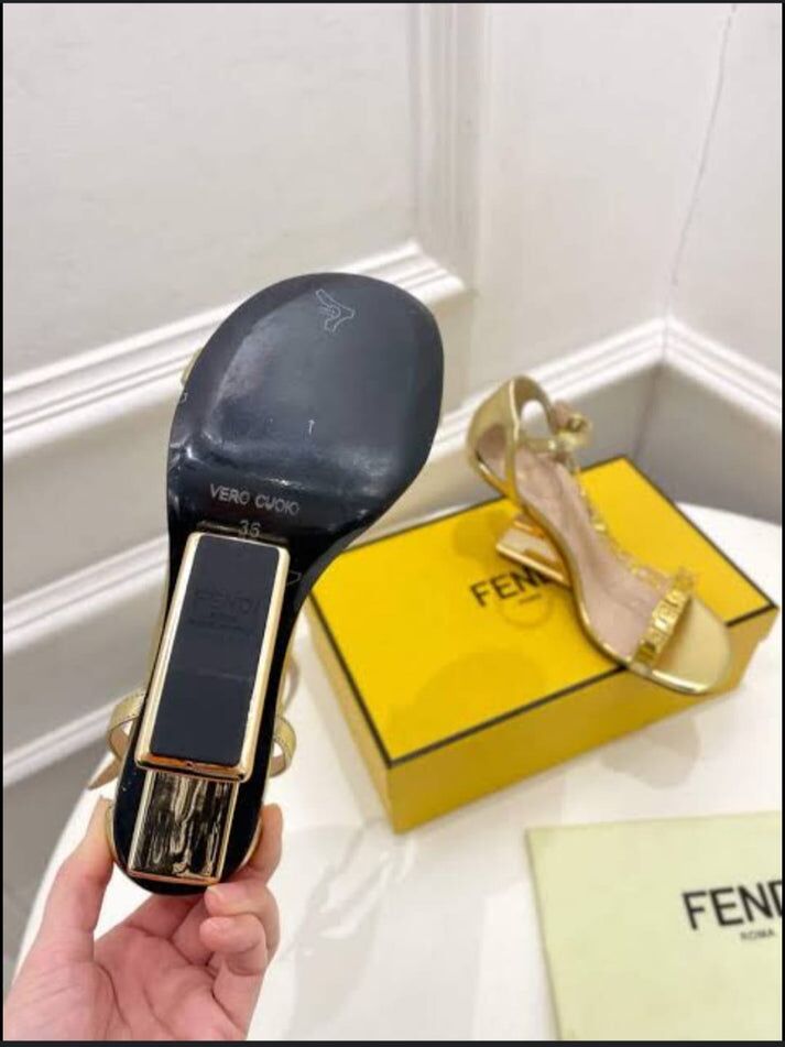 FENDI First Fendace Black Leather Heels | FENDI High Heel Sandals for Women in Pakistan