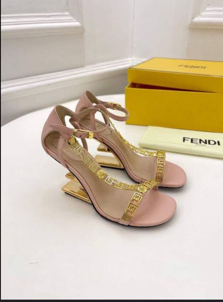 FENDI First Fendace Black Leather Heels | FENDI High Heel Sandals for Women in Pakistan