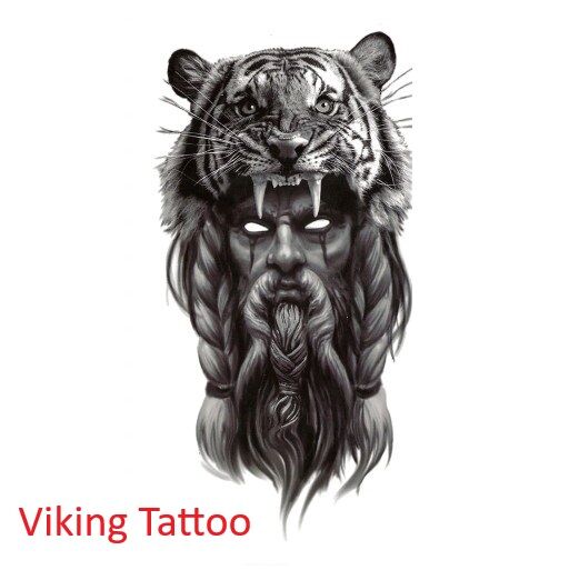 Viking Warrior Tiger Head Tattoo | Temporary Tattoos in Pakistan