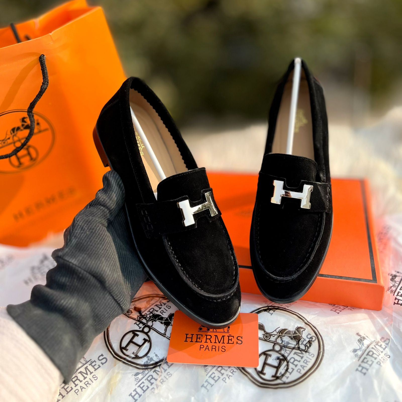 Hermes Paris Suede Loafer Shoes for Women in Pakistan