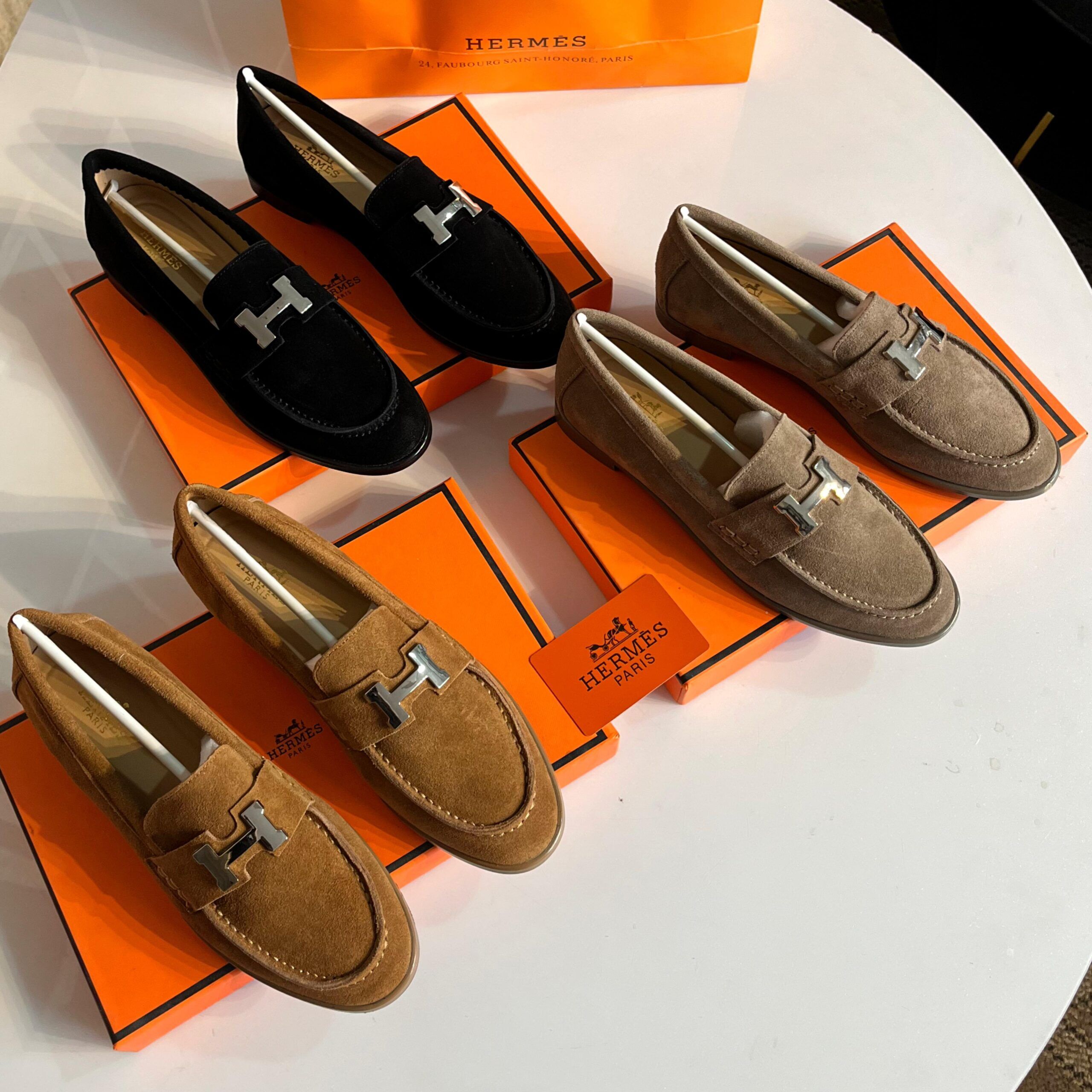 Hermes Paris Suede Loafer Shoes for Women in Pakistan