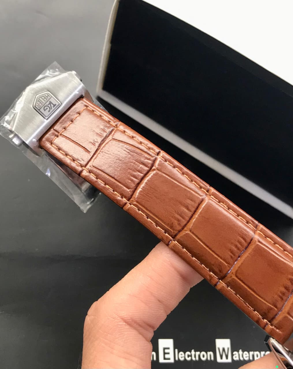 Tag Heuer Carrera Leather Strap Watch Black Dial