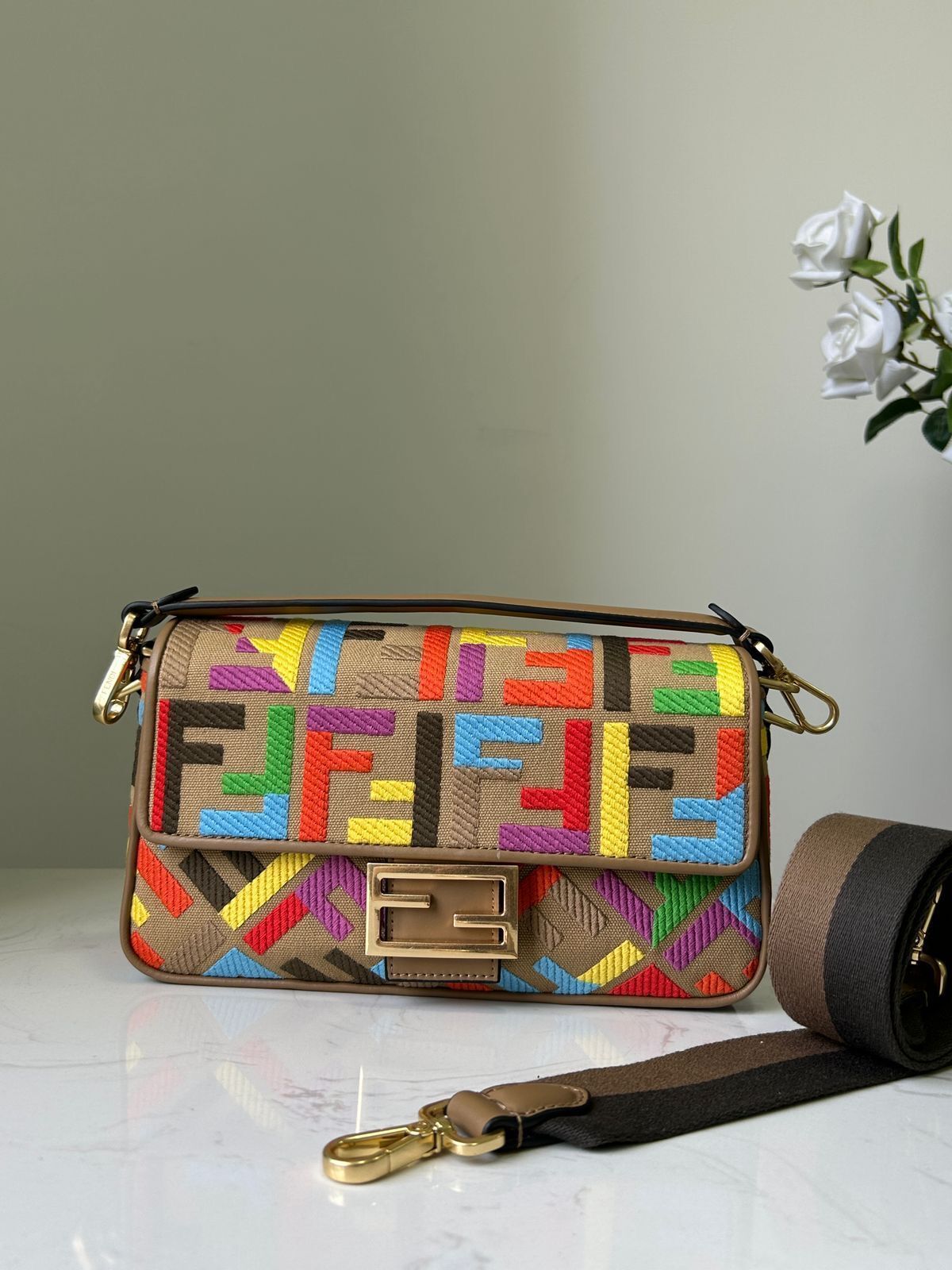 FENDI FF Monogram Canvas Bag with Box