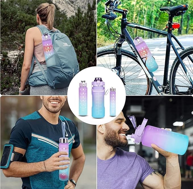 3-in-1 themed motivational water bottles