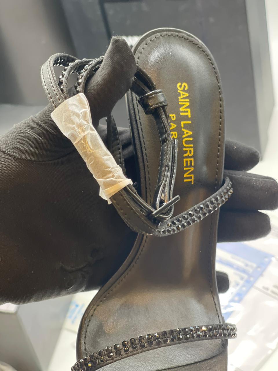 Saint Laurent Opyum Crystal Sandal front view