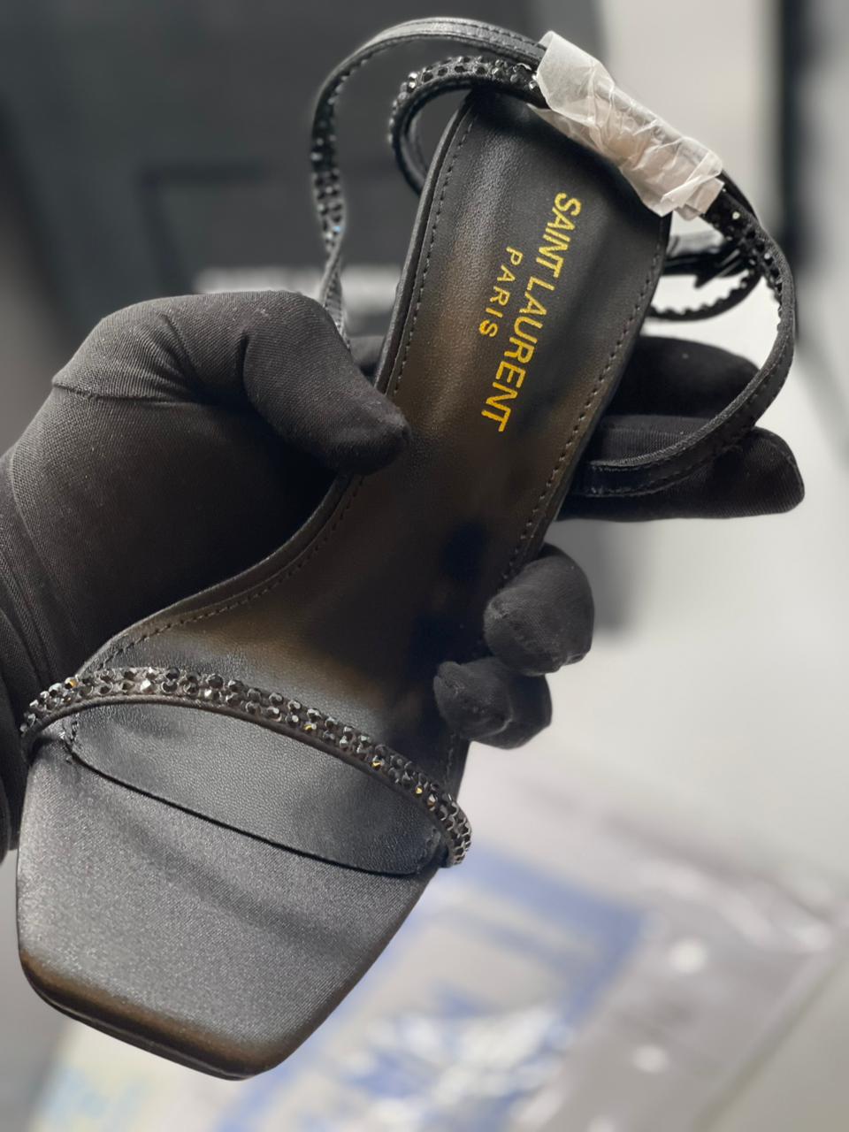 Saint Laurent Opyum Crystal Sandal front view