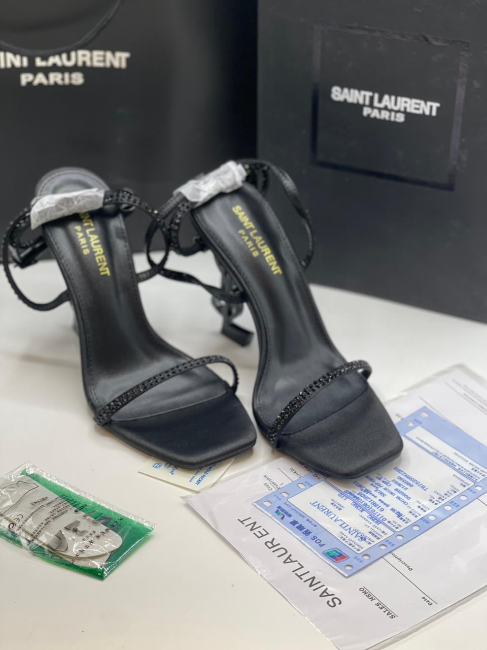 Saint Laurent Opyum Crystal Sandal front view
