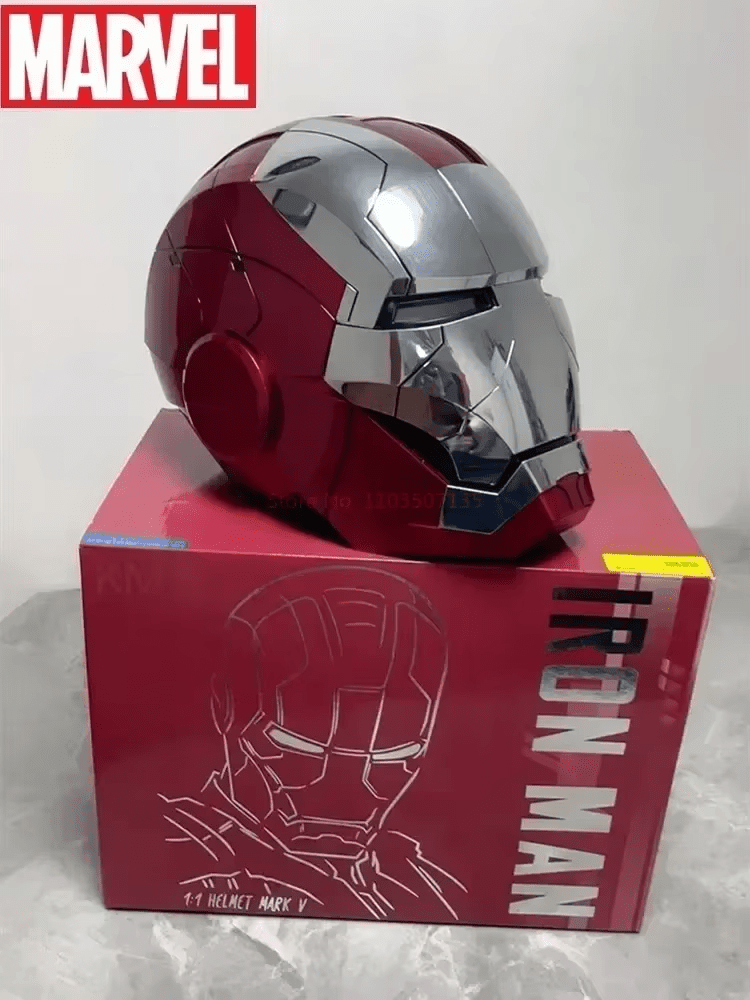 Get the Iron Man 1:1 Helmet Mk5 Mk50 with electric open-close, English voice control, and LED eyes. Perfect for cosplay, collectors, and Marvel fans. Order now for the best price!