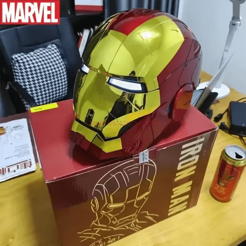Get the Iron Man 1:1 Helmet Mk5 Mk50 with electric open-close, English voice control, and LED eyes. Perfect for cosplay, collectors, and Marvel fans. Order now for the best price!