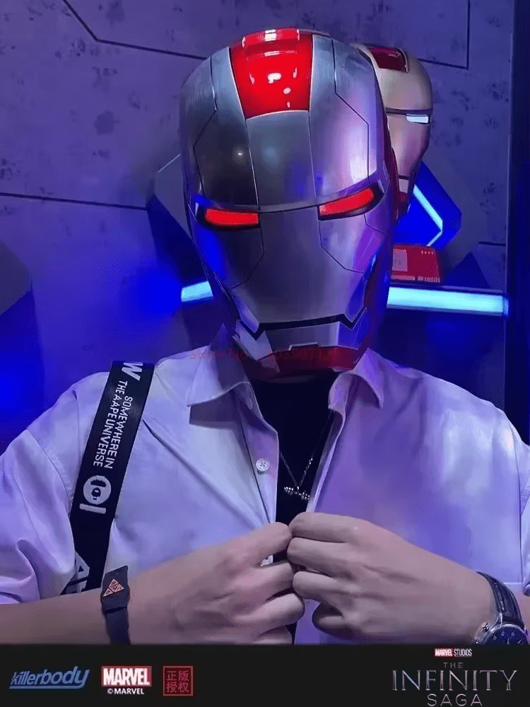 Get the Iron Man 1:1 Helmet Mk5 Mk50 with electric open-close, English voice control, and LED eyes. Perfect for cosplay, collectors, and Marvel fans. Order now for the best price!