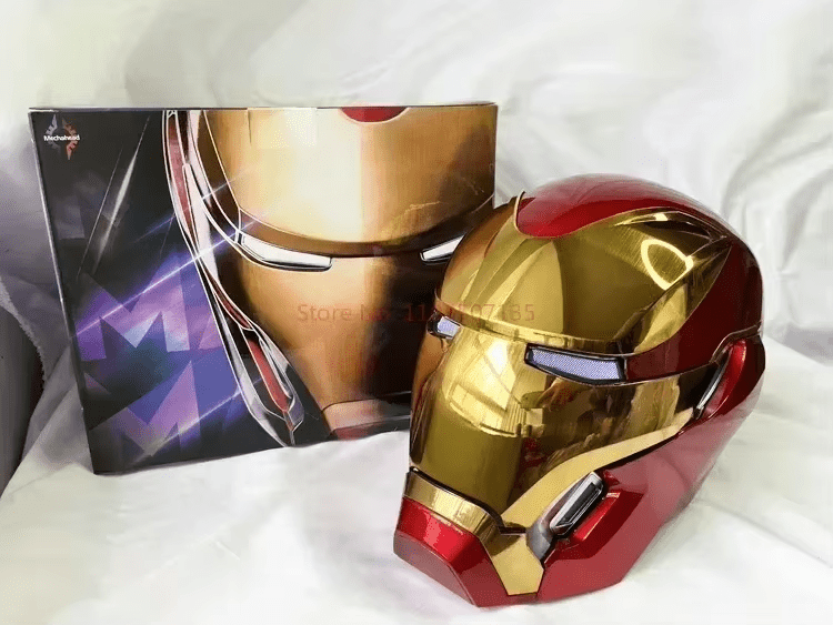 Get the Iron Man 1:1 Helmet Mk5 Mk50 with electric open-close, English voice control, and LED eyes. Perfect for cosplay, collectors, and Marvel fans. Order now for the best price!