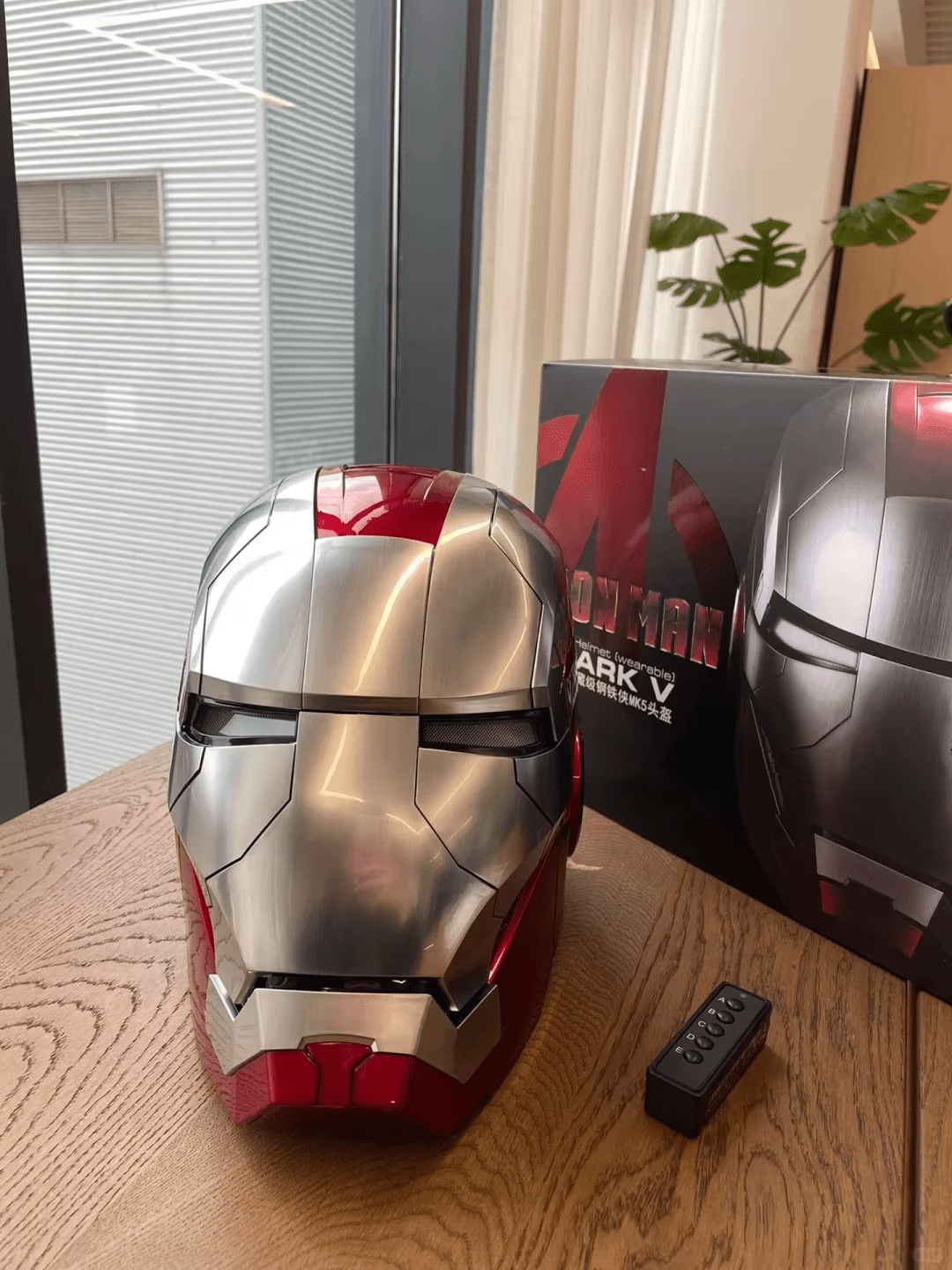 Get the Iron Man 1:1 Helmet Mk5 Mk50 with electric open-close, English voice control, and LED eyes. Perfect for cosplay, collectors, and Marvel fans. Order now for the best price!