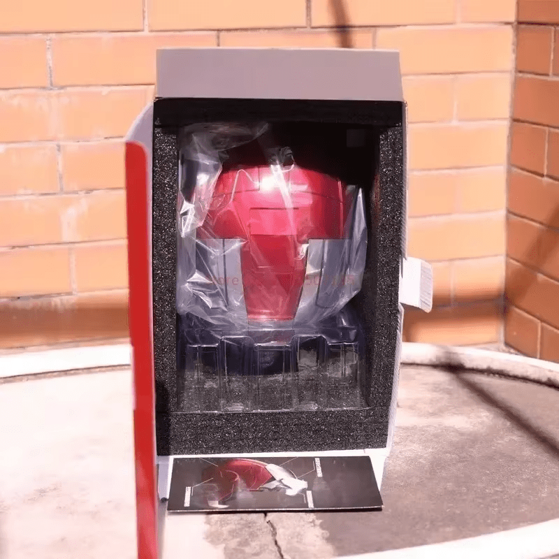 Get the Iron Man 1:1 Helmet Mk5 Mk50 with electric open-close, English voice control, and LED eyes. Perfect for cosplay, collectors, and Marvel fans. Order now for the best price!