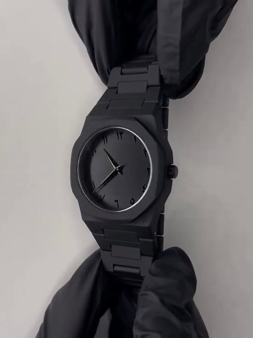 Arabic Aura Watch | Full Black Arabic Dial – Trending TikTok Style