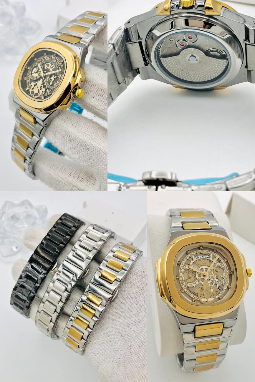 Skeleton Patek Watch Replica – Premium Quartz Stainless Steel with Date Feature – 8 Colours