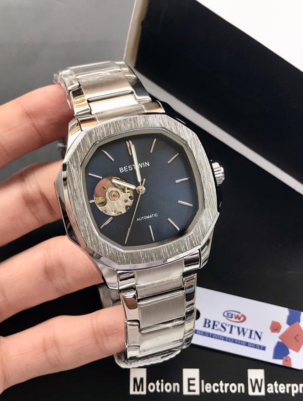 BESTWIN Automatic Men’s Watch – Square Dial, Stainless Steel, 6 Colours, Brand Pouch – Pakistan by Shop2Door Store