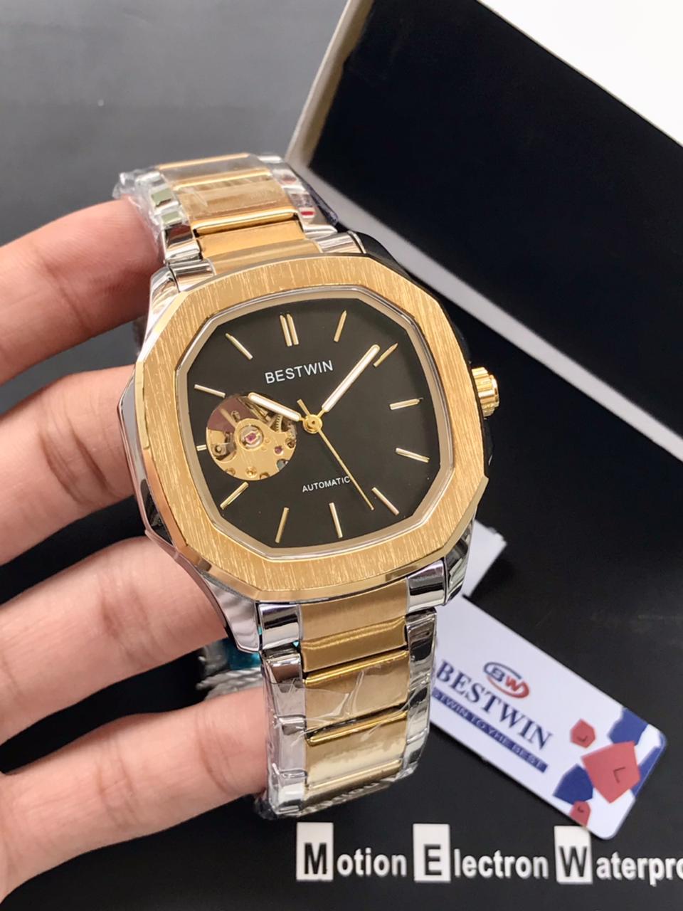 BESTWIN Automatic Men’s Watch – Square Dial, Stainless Steel, 6 Colours, Brand Pouch – Pakistan by Shop2Door Store