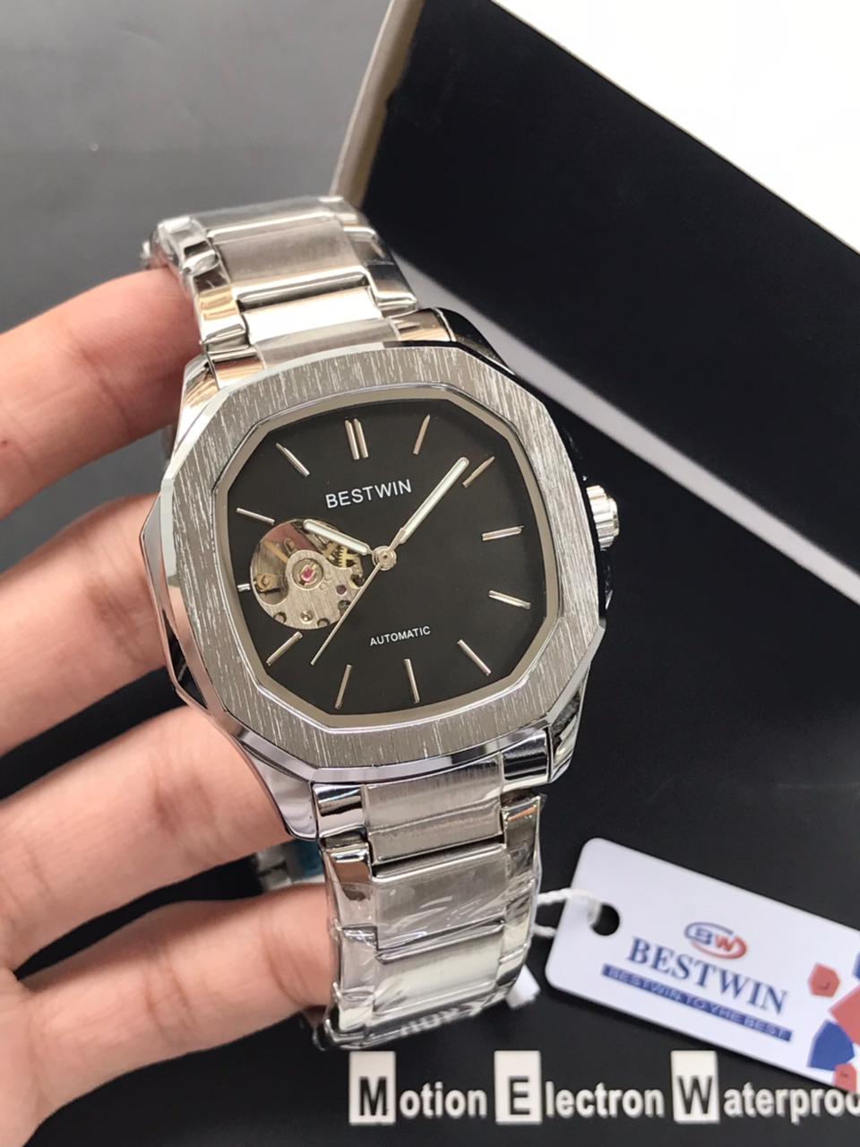 BESTWIN Automatic Men’s Watch – Square Dial, Stainless Steel, 6 Colours, Brand Pouch – Pakistan by Shop2Door Store
